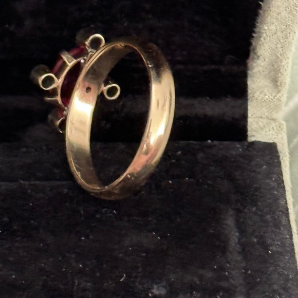 GorgeousSALE  custom 14 karat gold, synthetic, cabochon, ruby and tourmaline - Picture 6 of 6